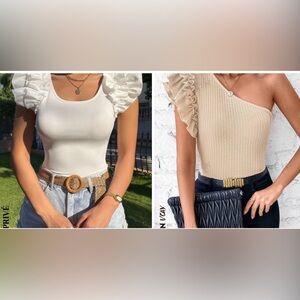 Shein 2 Summer Tops w Ruffle Trim Designs